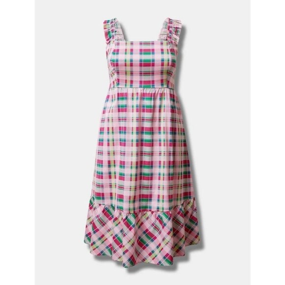 torrid Dresses & Skirts - Torrid Mini Poplin Tiered Ruffle Strap Dress Multicolor Size 4 4X 26 NWT